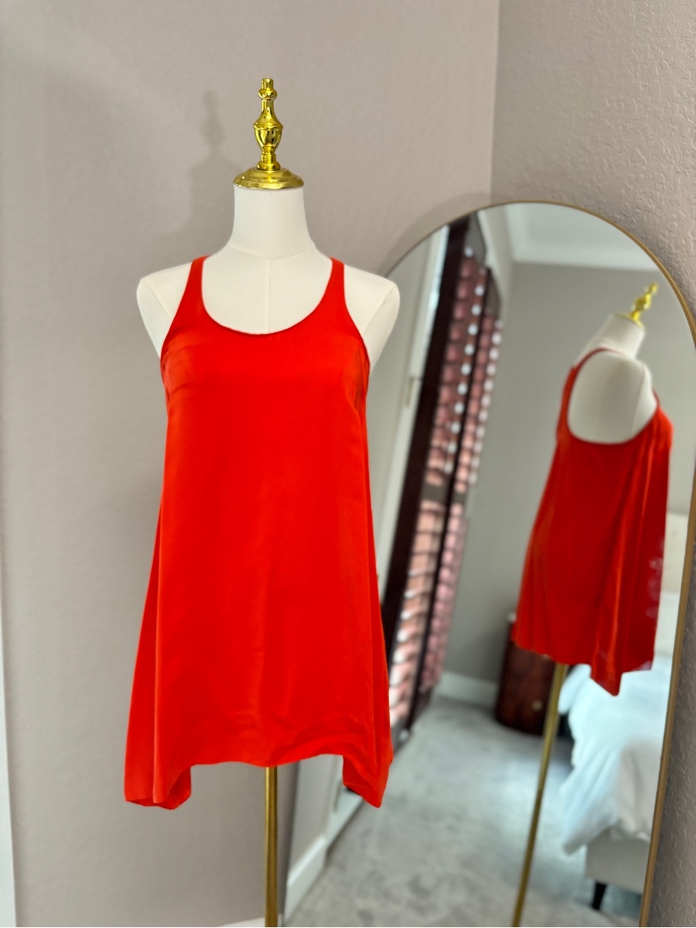 Amanda Uprichard Bright Orange Sleeveless Swing Cami/Dress, S